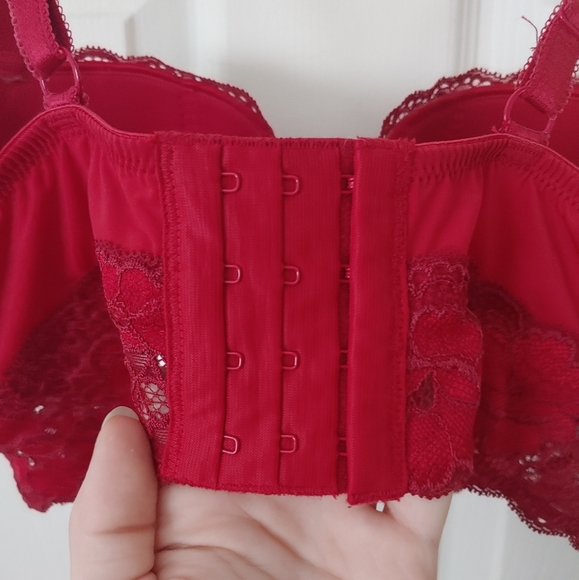 Adore Me red floral lace longline bra - Picture 5 of 9